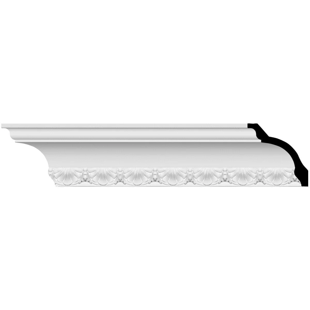 Shell Crown Moulding, 4 1/8"H x 4 1/8"P x 5 3/4"F x 94 1/2"L