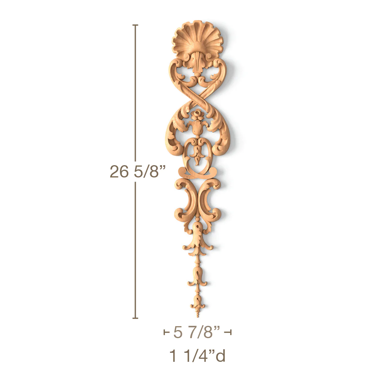 Shell with Twisting Filigree, 5 7/8"w x 26 5/8"h x 1 1/4"d