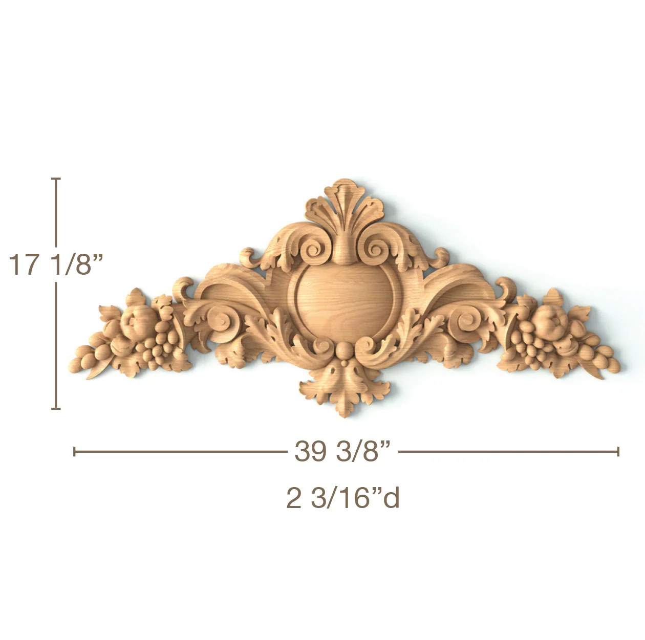 Shield Center with Fruit, 39 3/8"w x 17 1/8"h x 2 3/16"d, SPECIAL ORDER