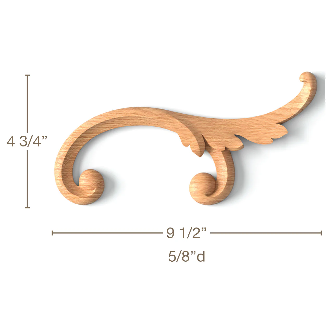 Simple Acanthus ScrollLR Pair, 9 1/2"w x 4 3/4"h x 5/8"d - Image 3
