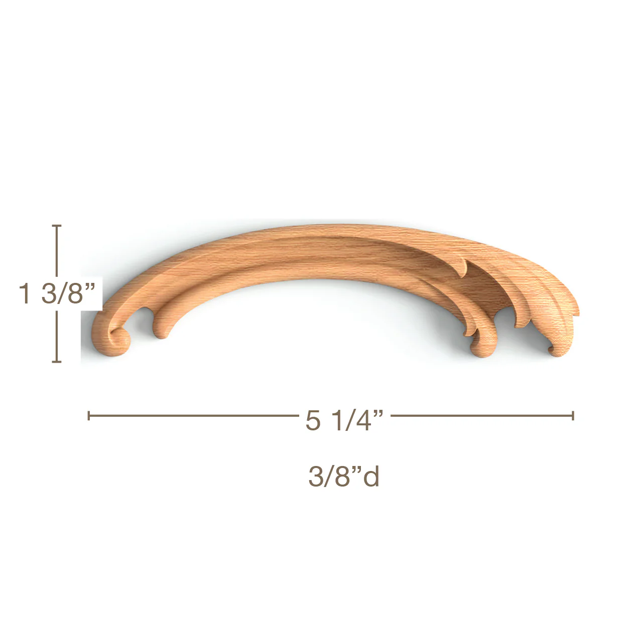 Simple Acanthus Scrolls2 LR Pairs, 1/4"w x 1 3/8"h x 3/8"d - Image 3
