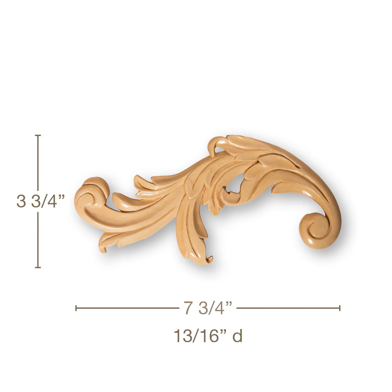 Small Acanthus Scrolls, 1 Pair (Left & Right), Resin, 3 3/4"h x 7 3/4"w x 13/16"d