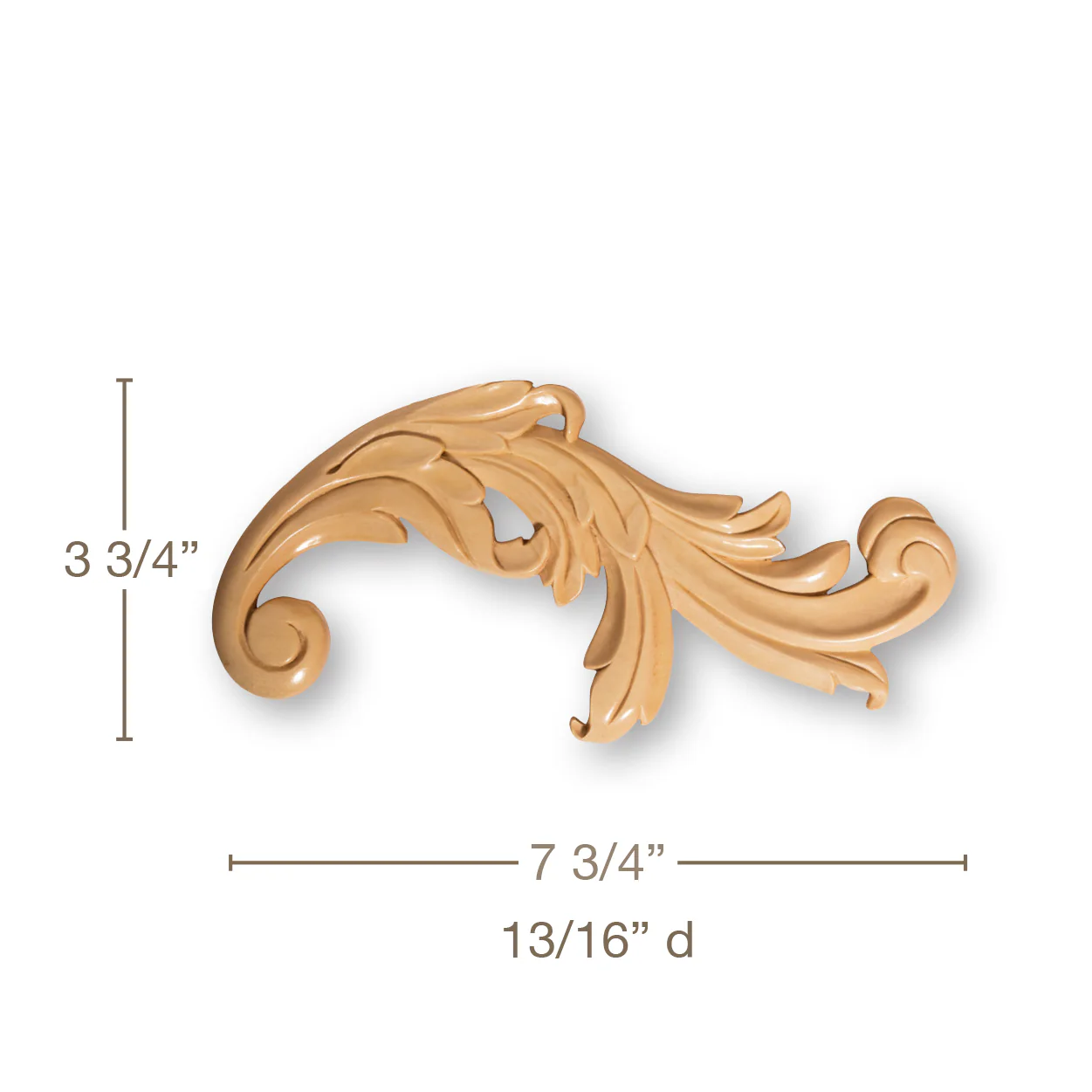 Small Acanthus Scrolls, 1 Pair (Left & Right), Resin, 3 3/4"h x 7 3/4"w x 13/16"d - Image 2