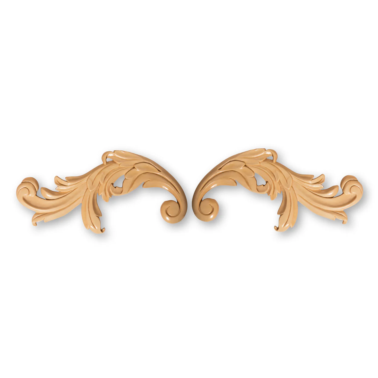 Small Acanthus Scrolls, 1 Pair (Left & Right), Resin, 3 3/4"h x 7 3/4"w x 13/16"d - Image 3