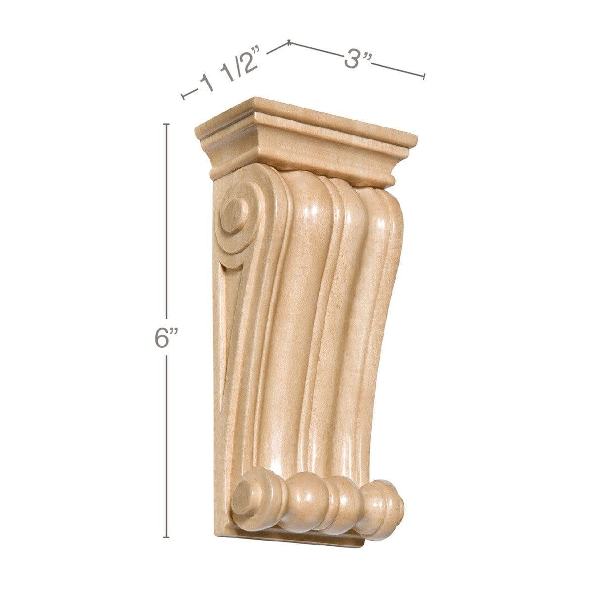 Small Classic Corbel, 3"w x 6"h x 1 1/2"d