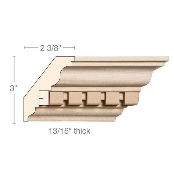 Small Double Cut Dentil, 3 3/4''w x 13/16''d