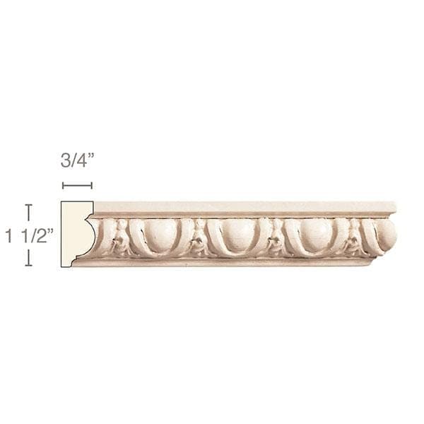 Small Egg and Dart (Repeats 1 3/4), 1 1/2''w x 3/4''d