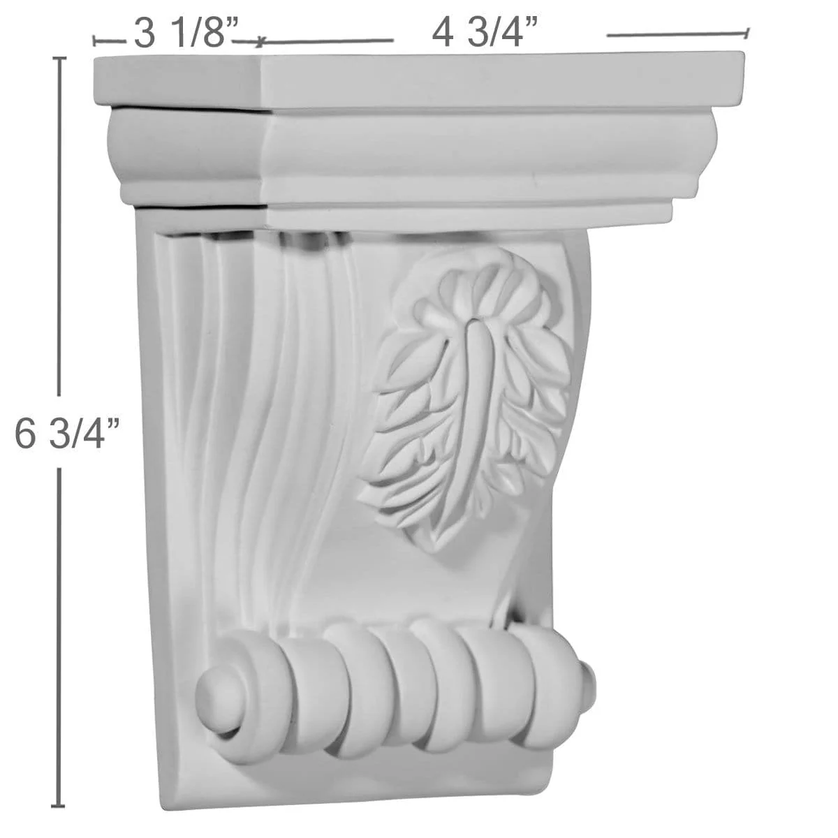 Small Leaf Corbel, 4 3/4"W x 3 1/8"D x 6 3/4"H
