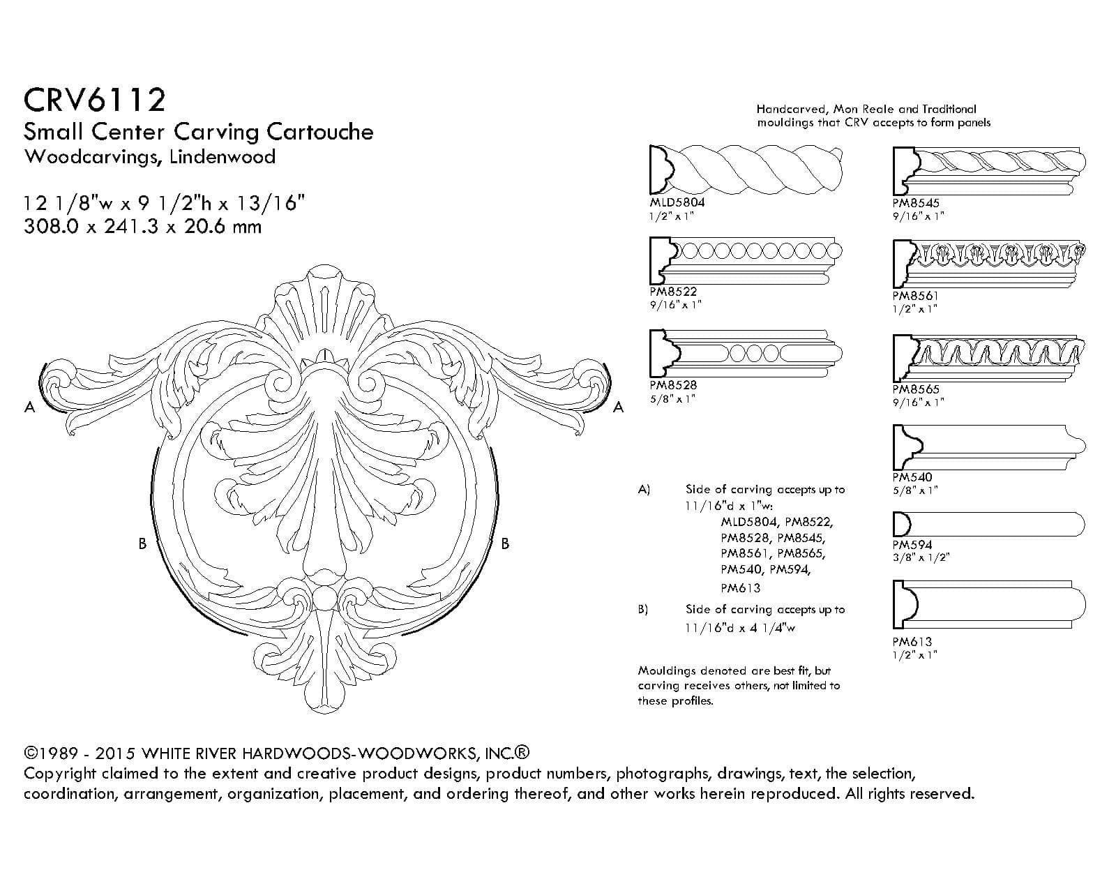 Small Panel Cartouche, 12 1/8"w x 9 1/2"h x 13/16"d - Image 2