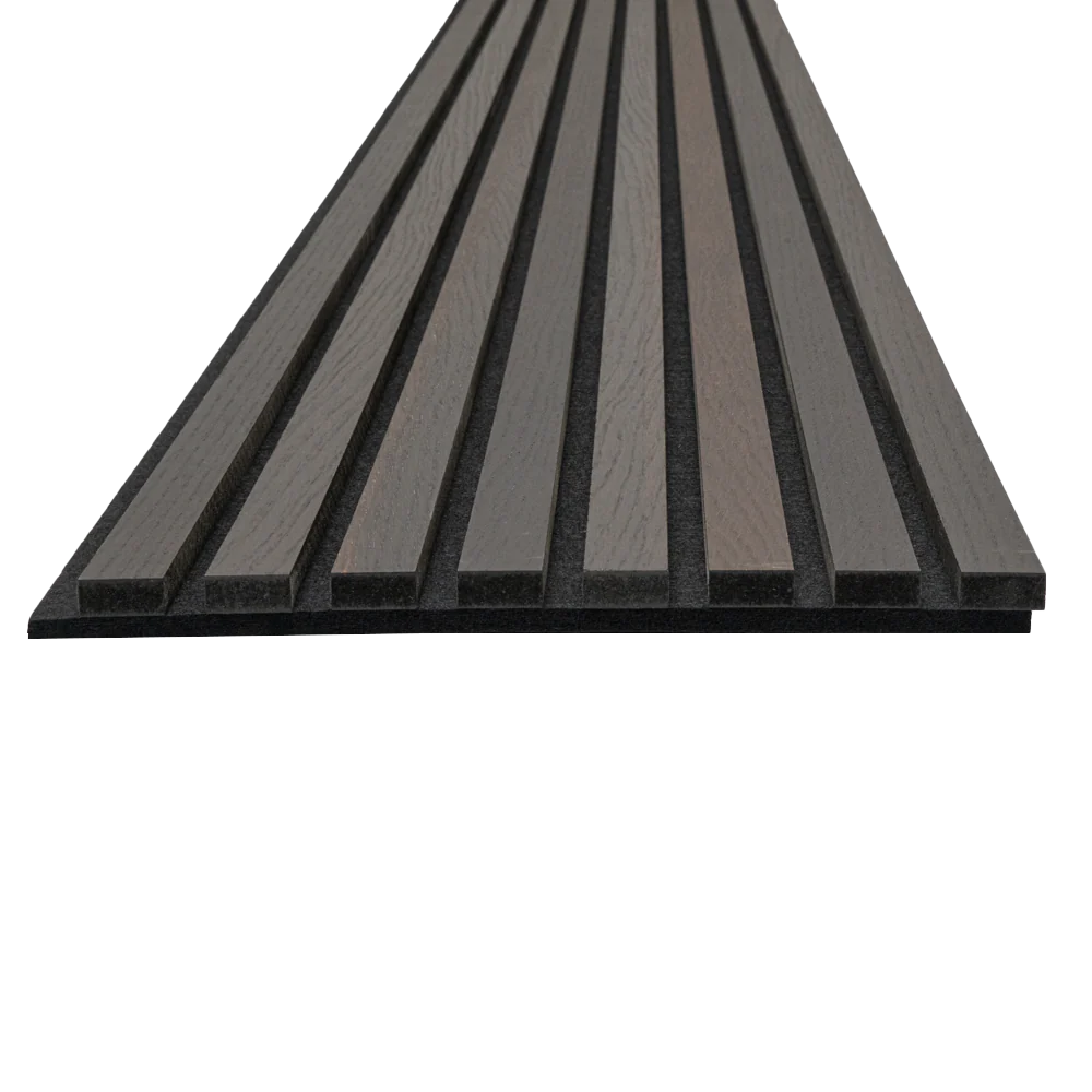 Smokey Oak Acoustic Panel, Varnished 1" Wide Slats - Harmony Series - Sold 2 Panels Per Carton - Image 6