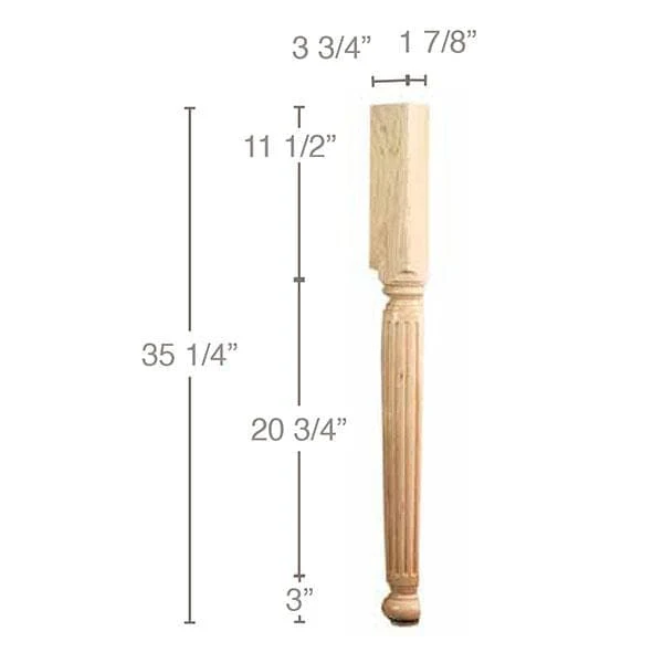 Split Fluted English Estate Column, 3 3/4''w x 35 1/4''h x 1 7/8''d, 1 Pair