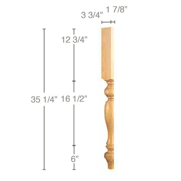 Split Plain Country French Column, 3 3/4''w x 35 1/4''h x 1 7/8''d, 1 Pair