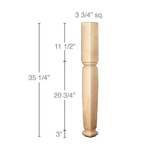 Square English Estate Column, 3 3/4"sq. x 35 1/4"h
