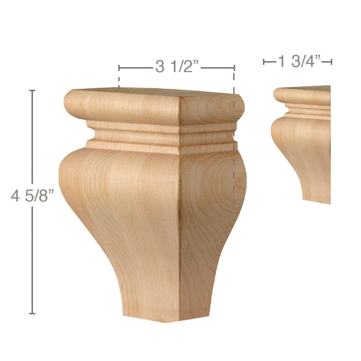 Square Tulip Split Foot, 3 1/2"w x 4 5/8"h x 1 3/4"d, 1 Pair