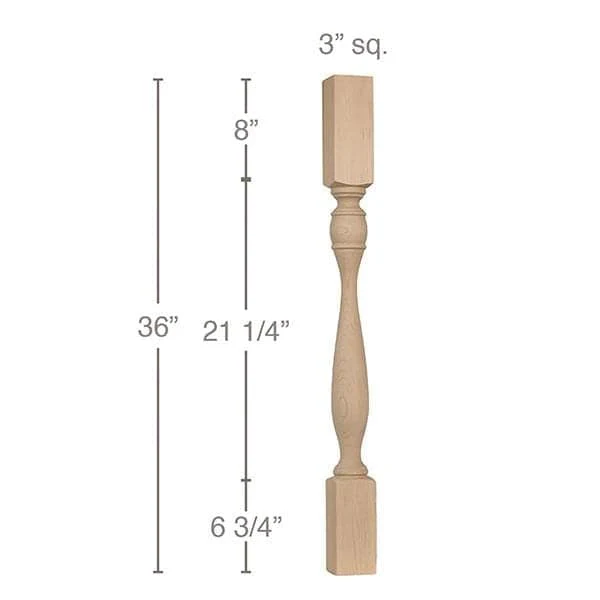 Traditional Island Column, 3"sq. x 36"h