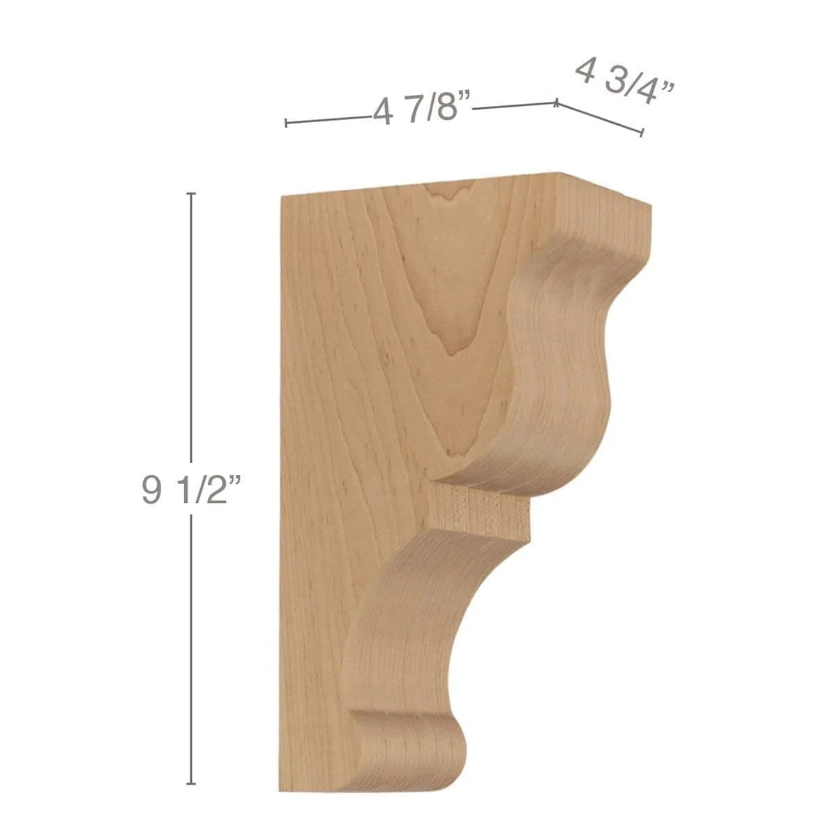 Transitional Medium Bar Bracket Corbel, 4 3/4"w x 9 1/2"h x 4 7/8"d
