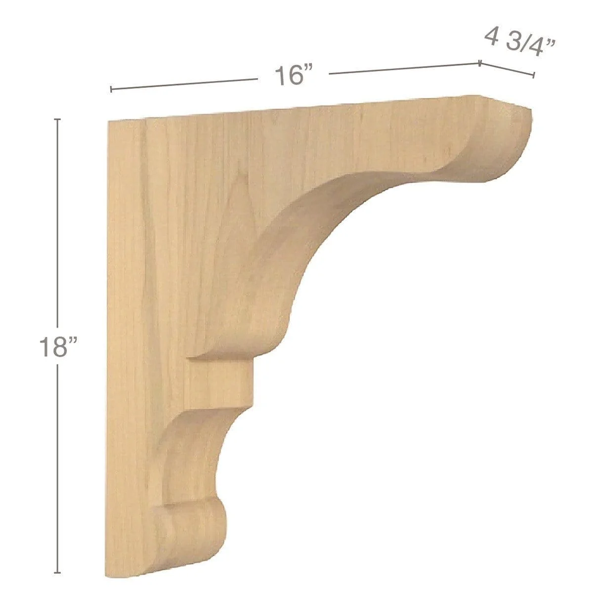 Transitional Rangehood Corbel, 4 3/4"w x 18"h x 16"d