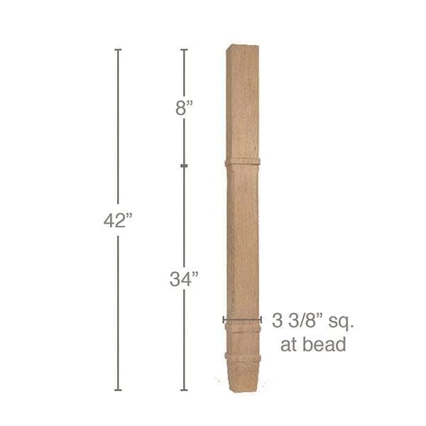 Transitional Square Bar Column, 3 3/8"sq. x 42"h