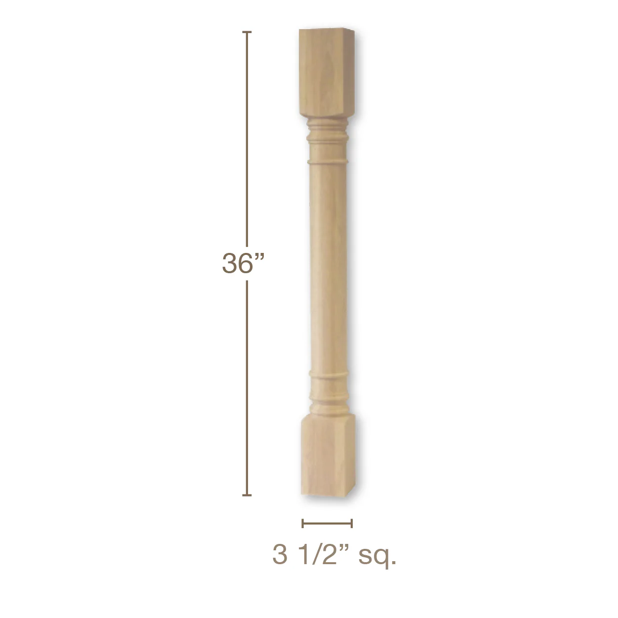 Tuscan Plain Island Column, 3 1/2"sq. x 36"h