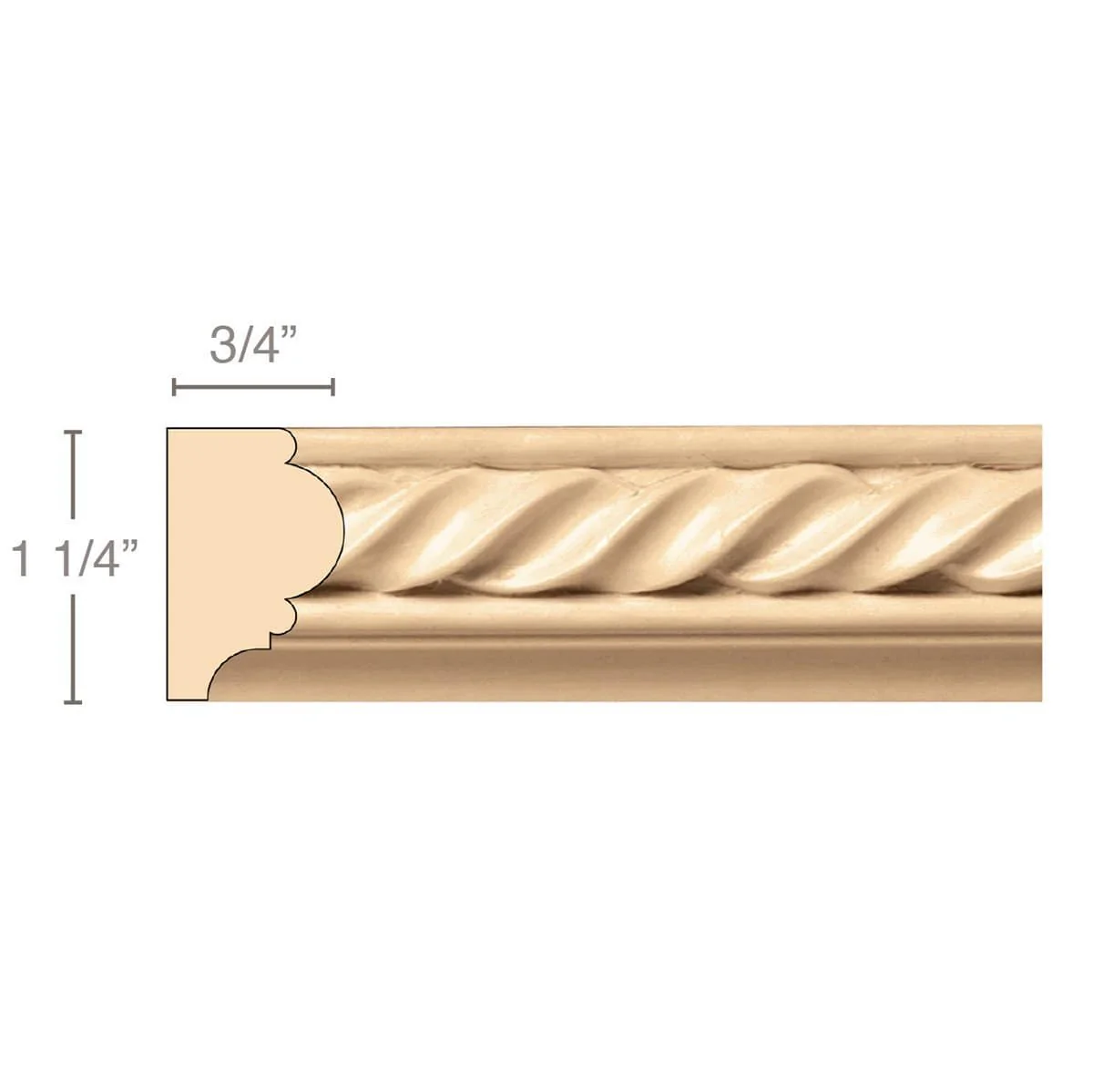 Twisting Ribbon (Repeats 1 1/8), 1 1/4''w x 3/4''d x 8' length, Resin is priced per 8' length