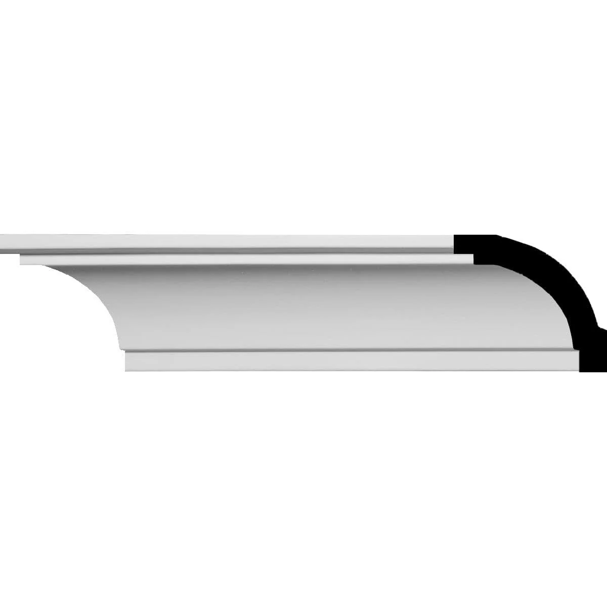 Tyrone Smooth Crown Moulding, 1 1/2"H x 1 1/2"P x 2 1/4"F x 94 1/2"L