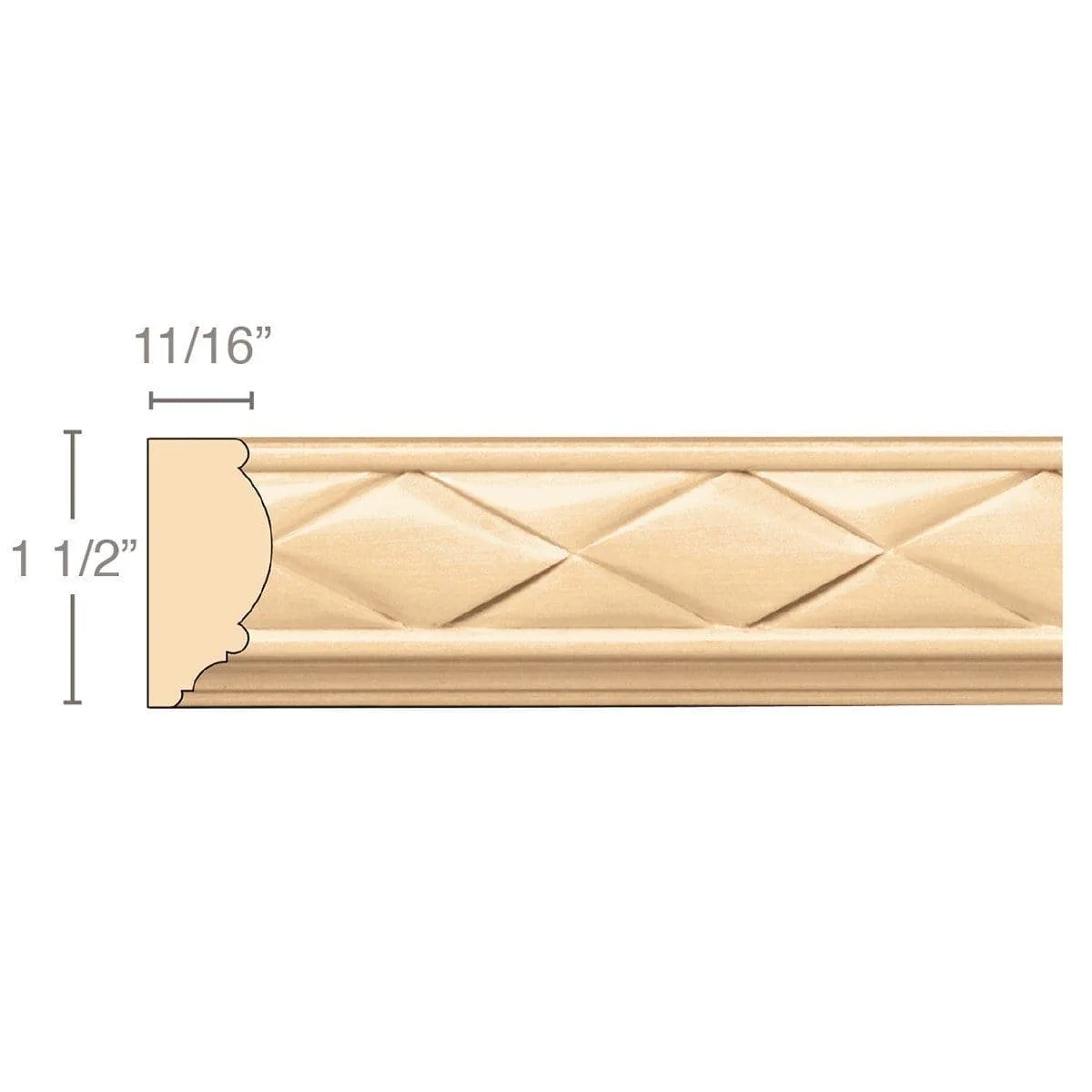 Woven Panel Mould (Repeats 1 3/4), 1 1/2''w x 11/16''d x 8' length, Resin is priced per 8' length