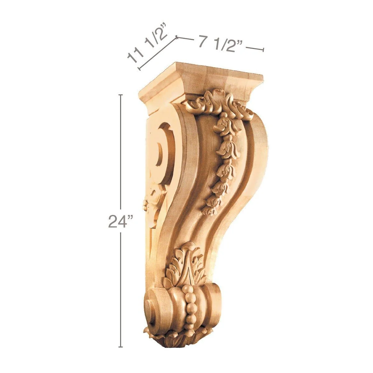 X-Large Bellflower Corbel, 7 1/2''w x 24''h x 11 1/2''d